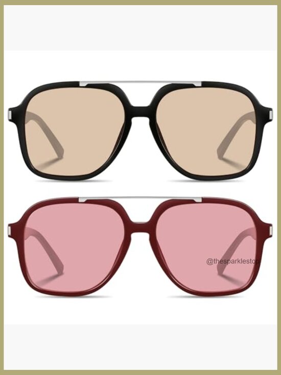 Retro Aviator Sunglasses, Plastic Frames, UV400 Protection, Lightweight main image 6
